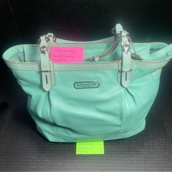 Coach Handbags - Gorgeous Coach Leather Tote Robin’s Egg/Tiffany Blue PRICE FIRM